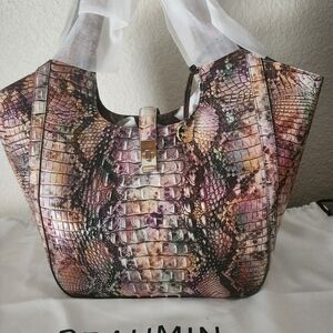 Brahmin Brown and Purple Shoulder Bag with Luxurious Design